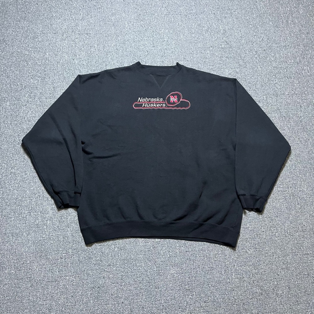 Vintage Cadre Athletic Nebraska Huskers Sweatshirt XXL Black Embroidered 90s